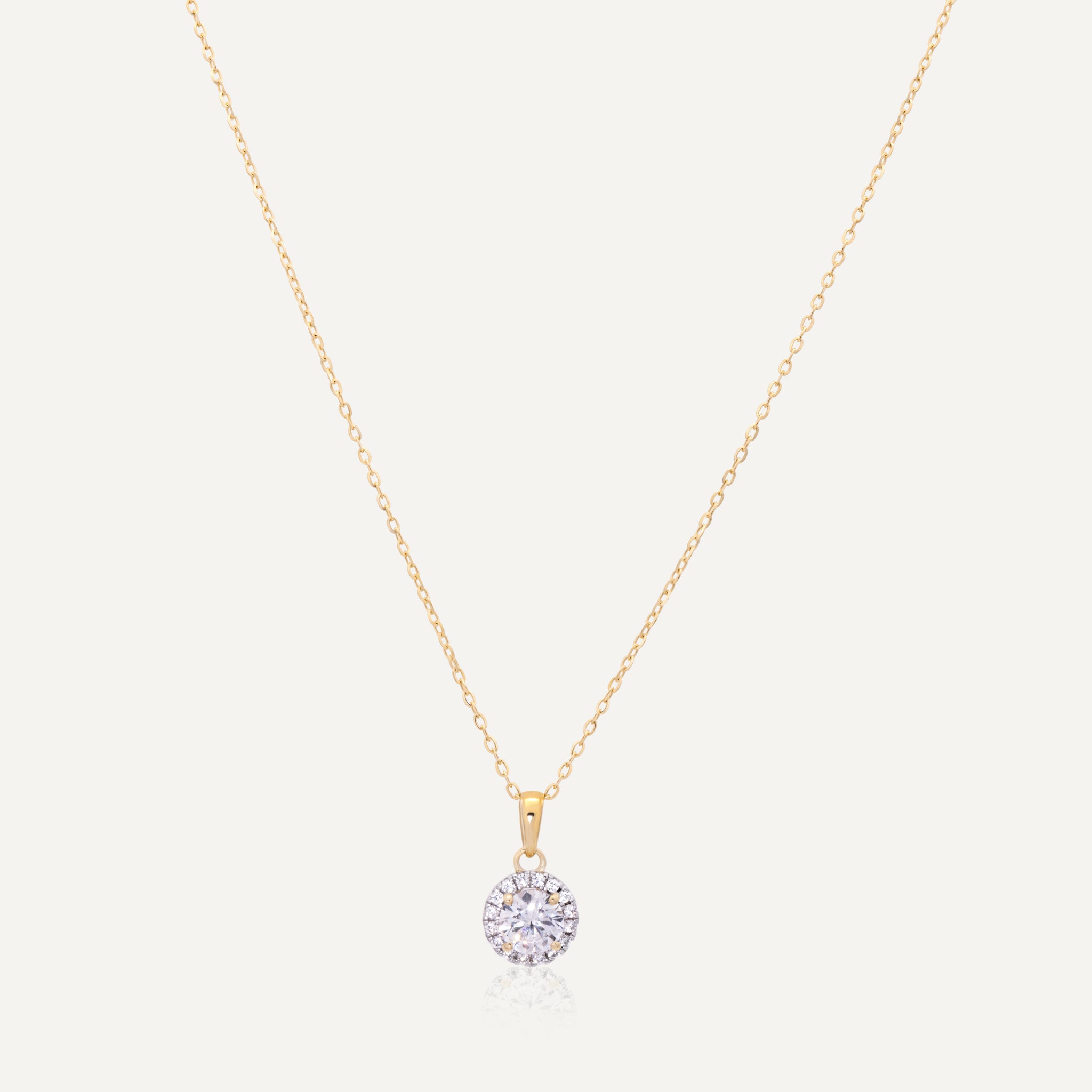 9ct Yellow Gold CZ Halo Pendent