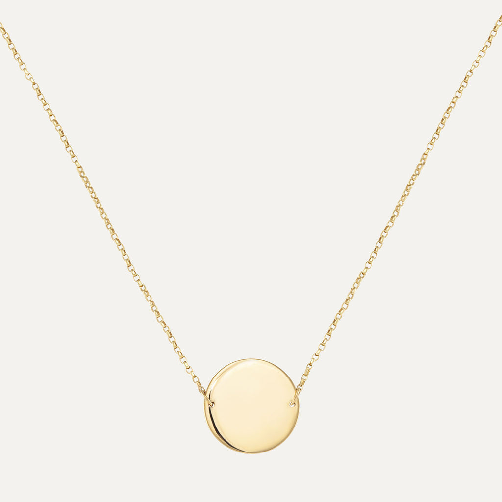 9ct Yellow Gold 15mm Disc Necklace Tower Jewellers
