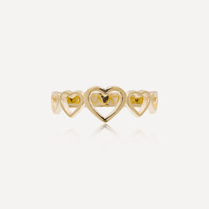 9ct Yellow Gold Graduated Heart Ring