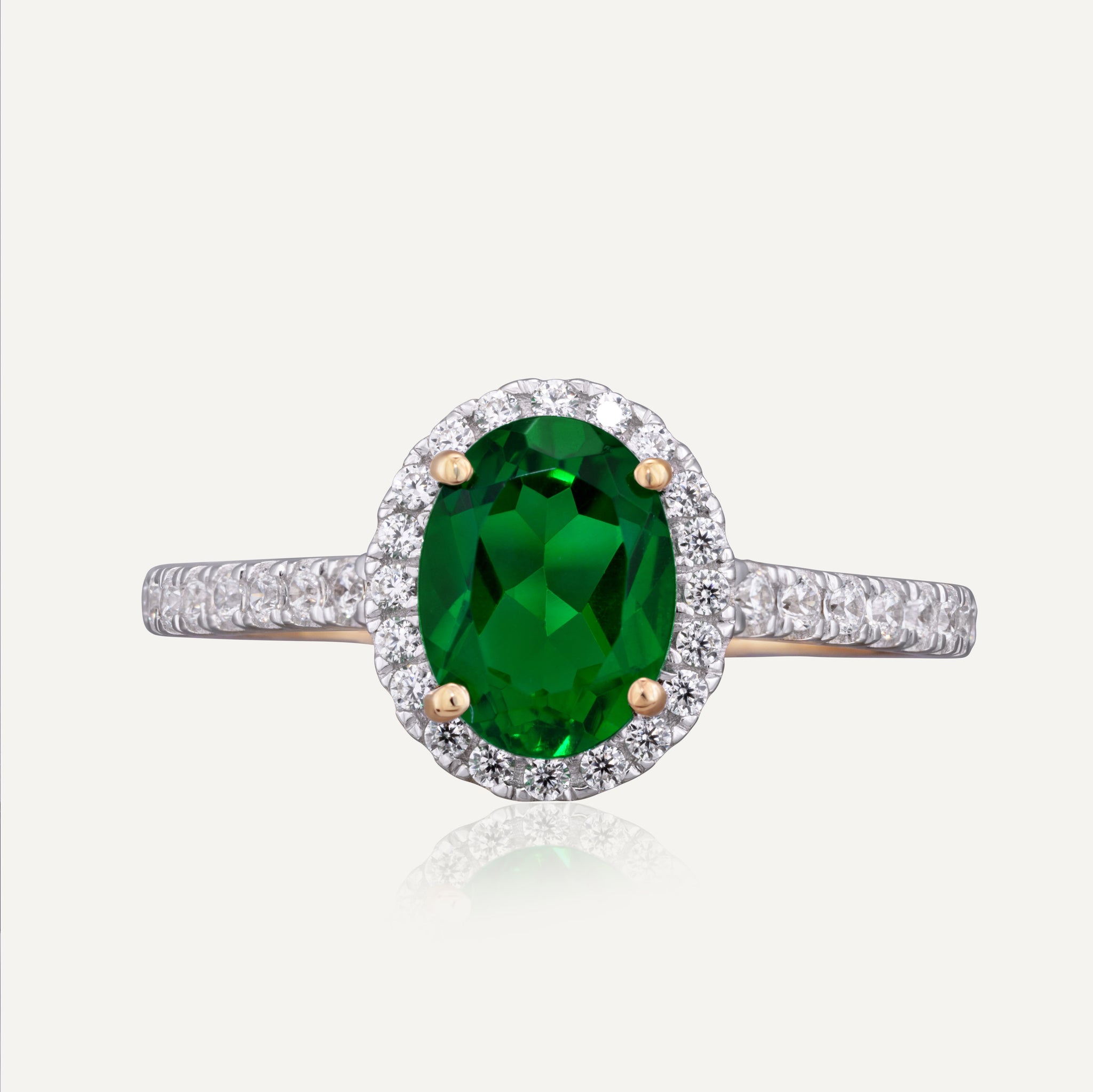 9ct Yellow Gold Emerald Halo Ring