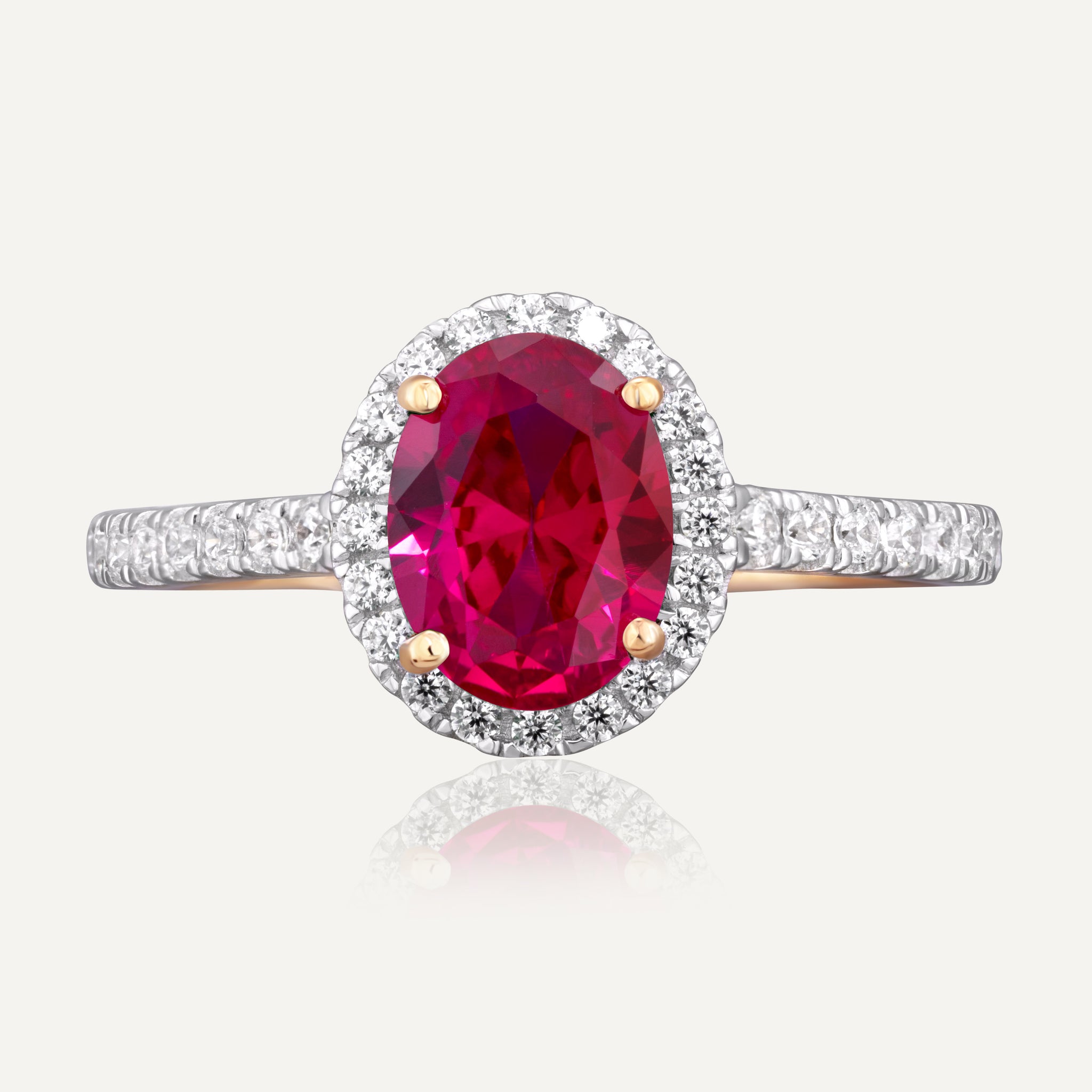 9ct Yellow Gold Ruby Halo Ring.