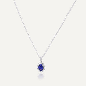 9ct White Gold Sapphire Halo Pendent