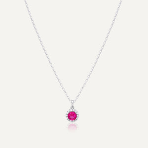 9ct White Gold Ruby Halo Pendent