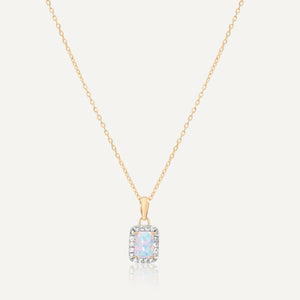 9ct Yellow Gold Opal & CZ Pendent