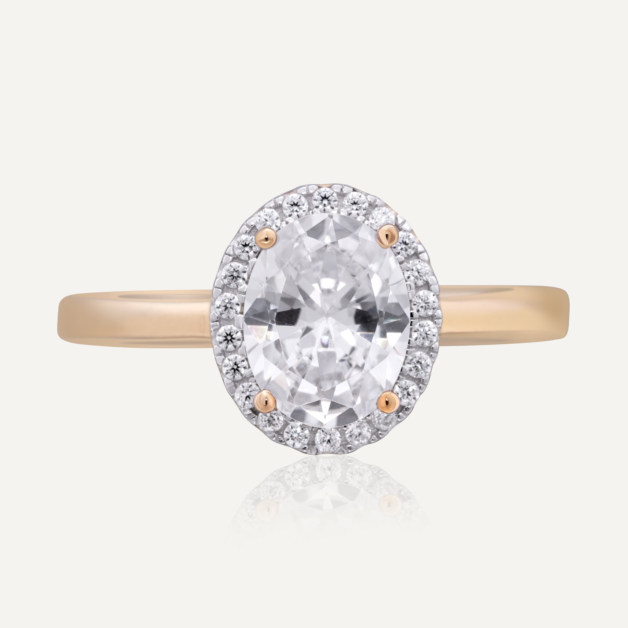 9ct Yellow Gold Oval Halo Ring
