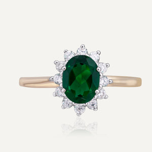 9ct Yellow Gold Emerald Cluster Ring.