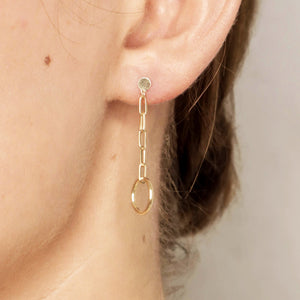 9ct Gold Circ Drop Chain Earrings