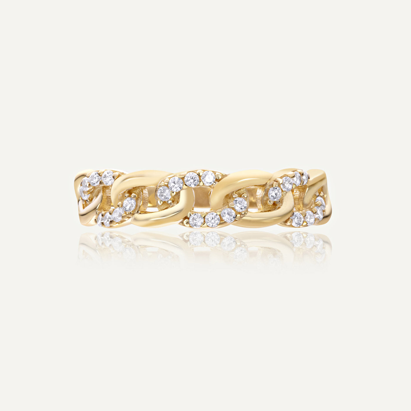 9ct Gold CZ Curb Link Band