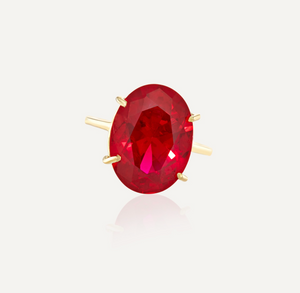 9ct Yellow Gold Ruby Oval Gemstone Ring