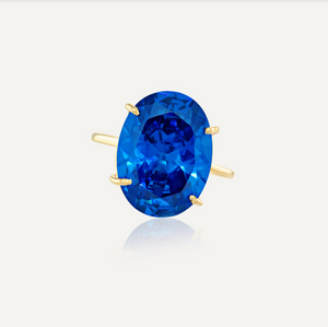 9ct Yellow Gold Blue Quartz Gemstone Ring