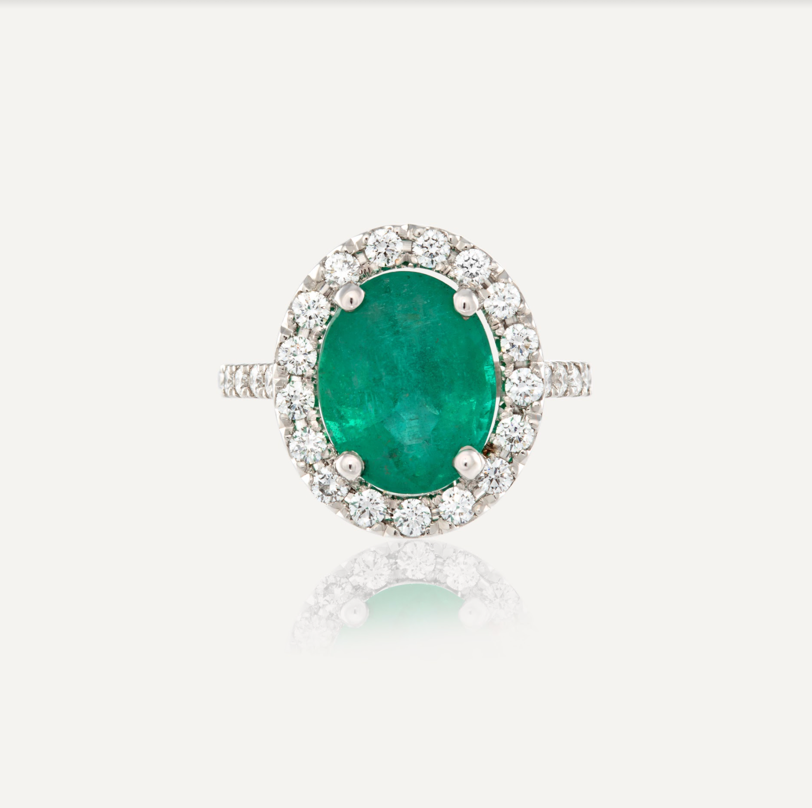 Platinum Emerald & Lab Diamond Halo Ring 2 Carat