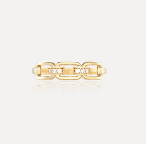 9ct Yellow Gold Cubic Zirconia Link Ring