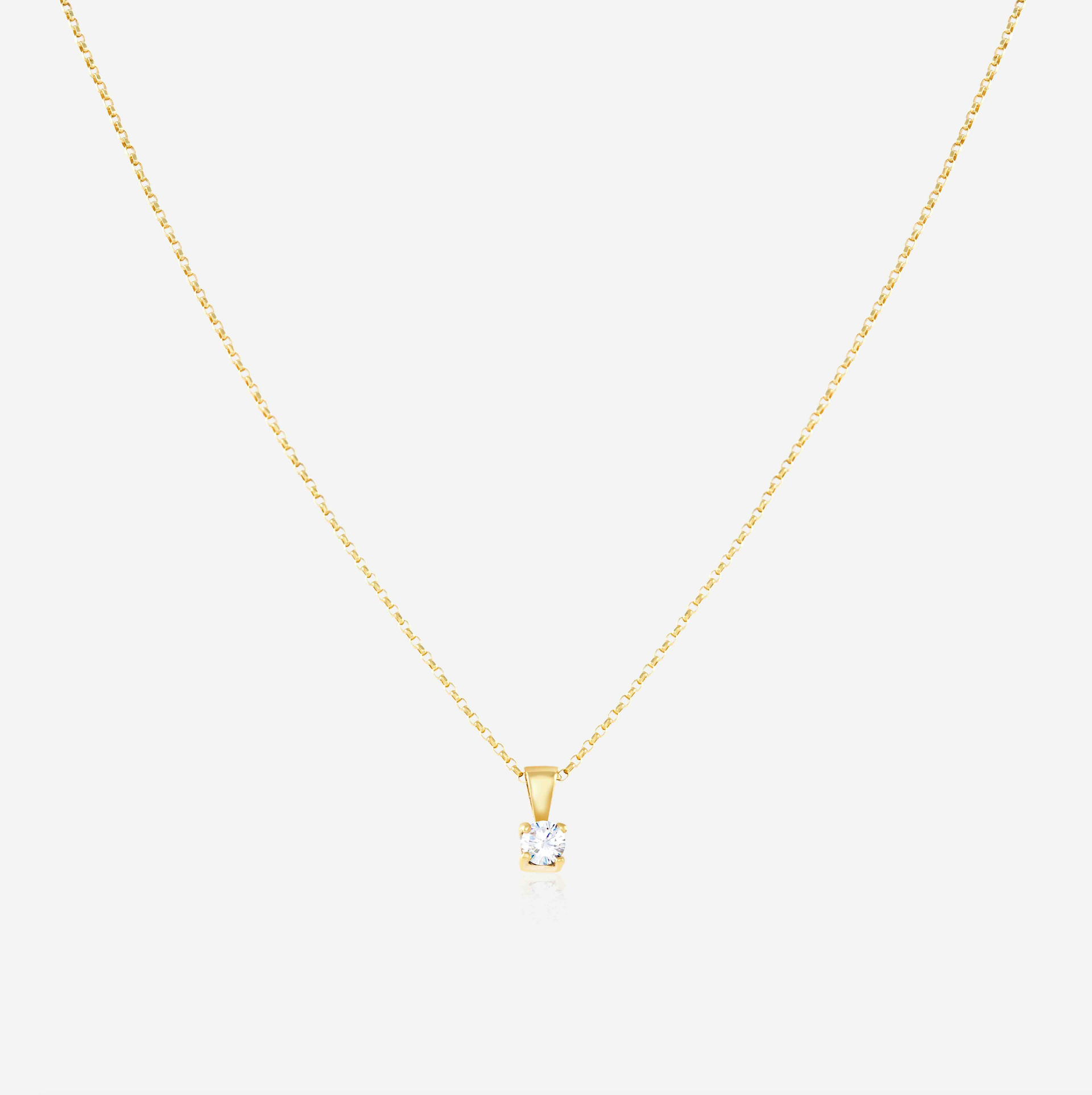 9ct Yellow Gold Solitare Pendent