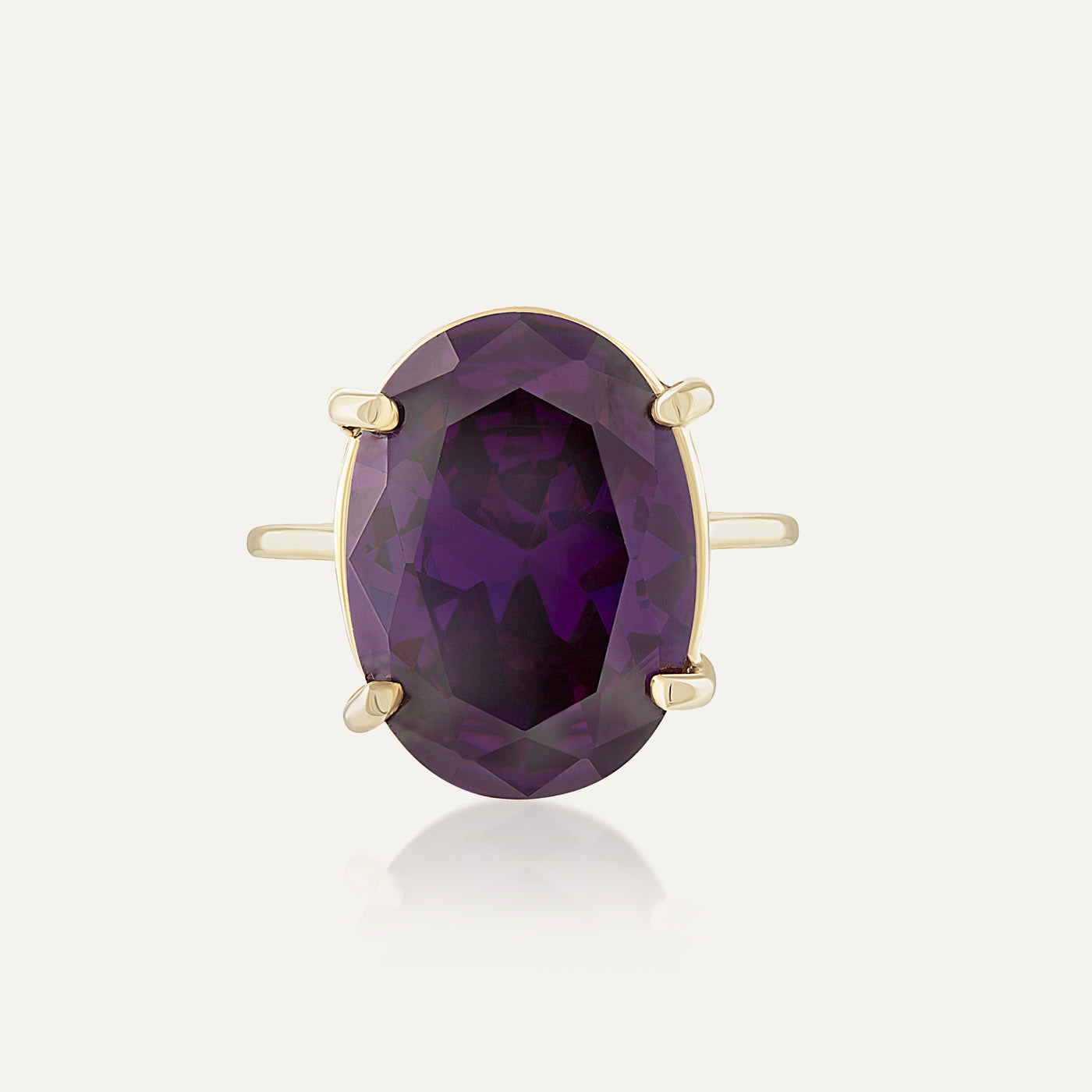 9ct Yellow Gold Amethyst Oval Dress Ring