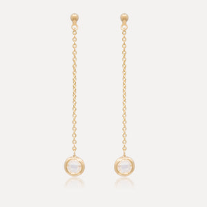 9ct Gold Cubic Zirconia Drop Chain Earrings