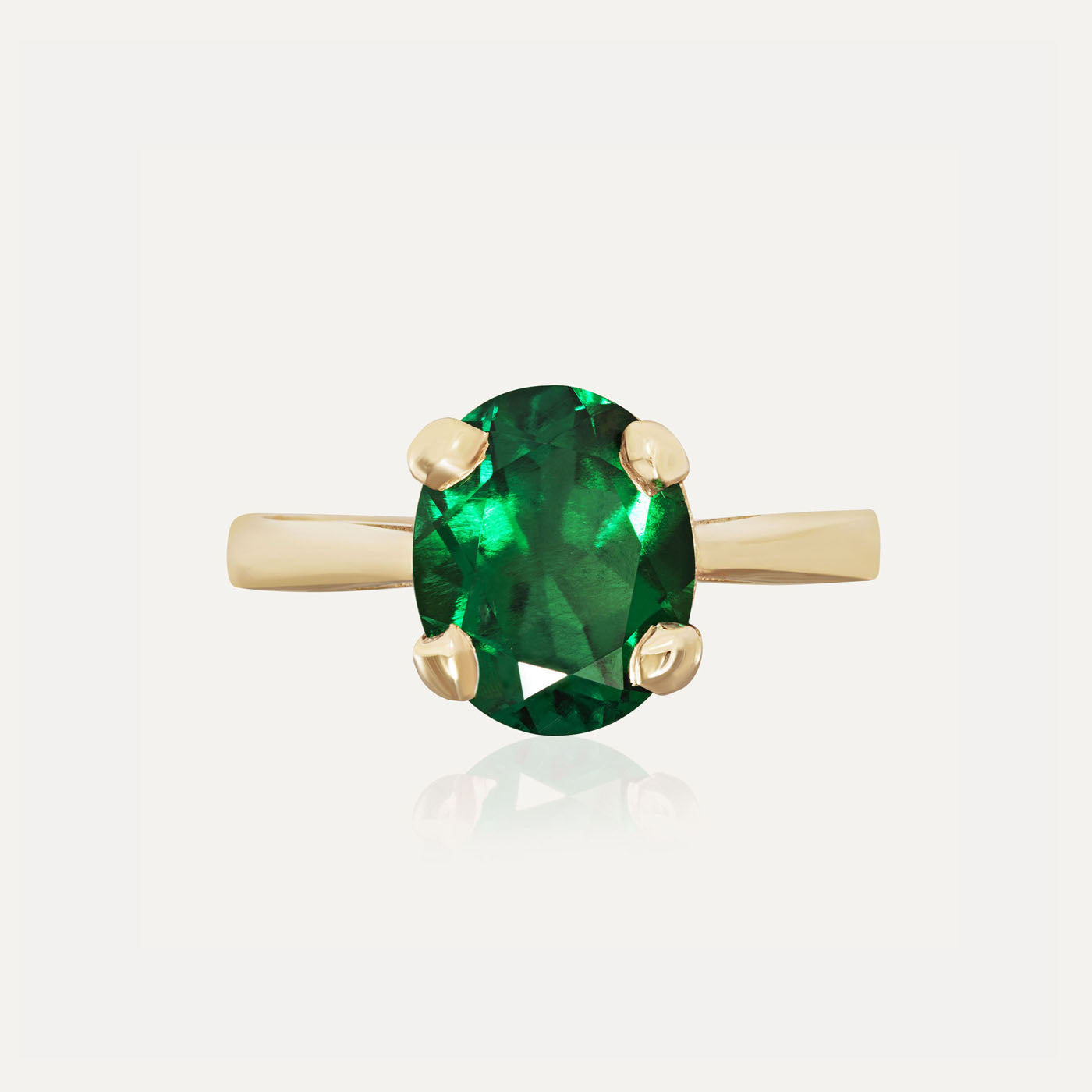9ct Yellow Gold Oval Emerald Dress Ring