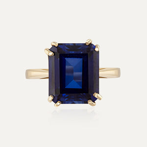 9ct Yellow Gold Emerald Cut Sapphire Dress Ring