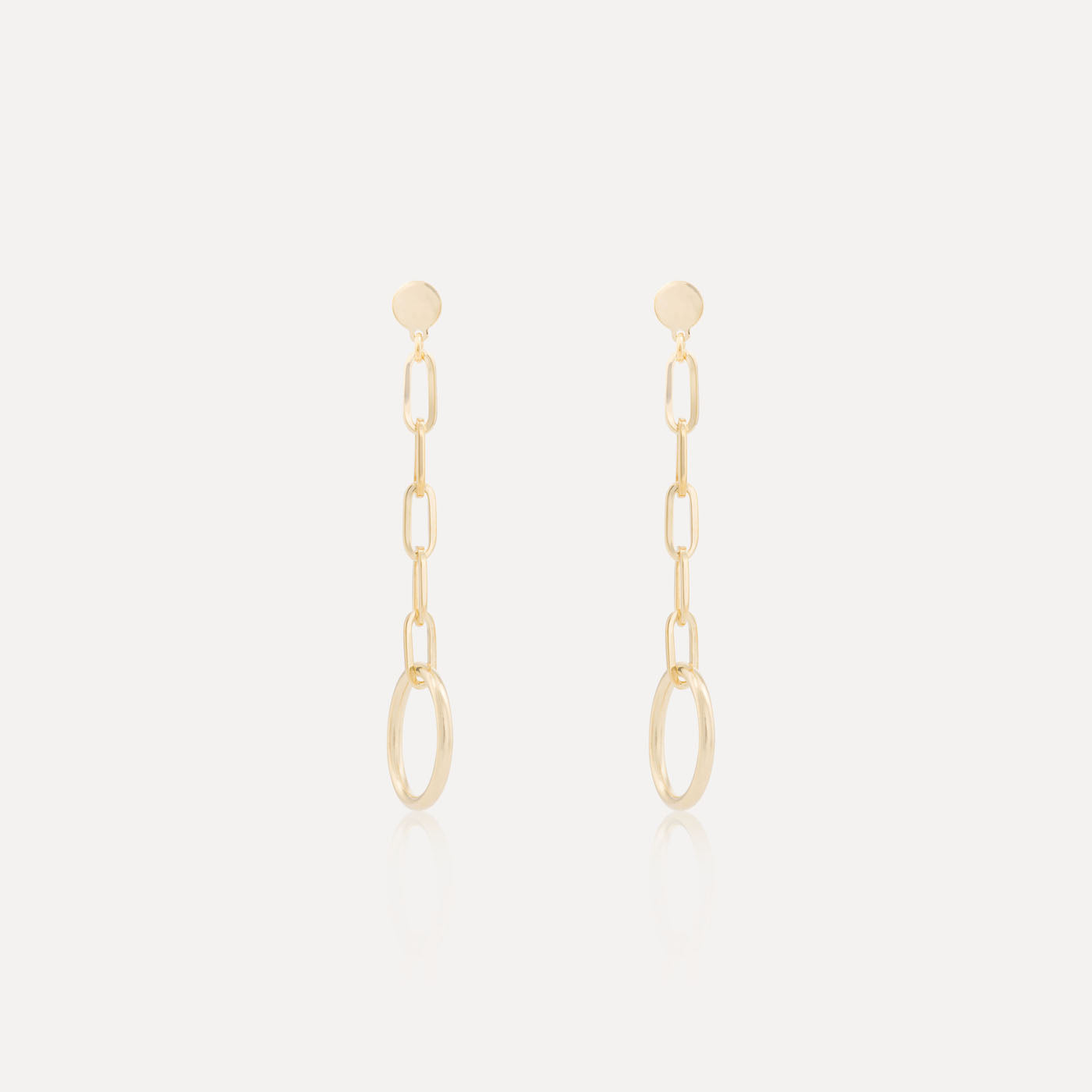 9ct Gold Circ Drop Chain Earrings