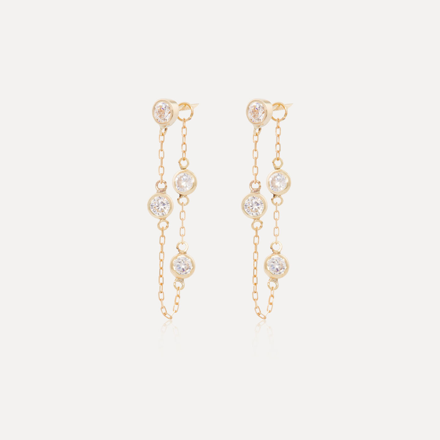 9ct Gold Cubic Zirconia Chain Earrings