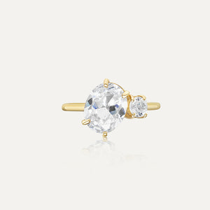 9ct Yellow Gold Oval & Round Cubic Zirconia Dress Ring