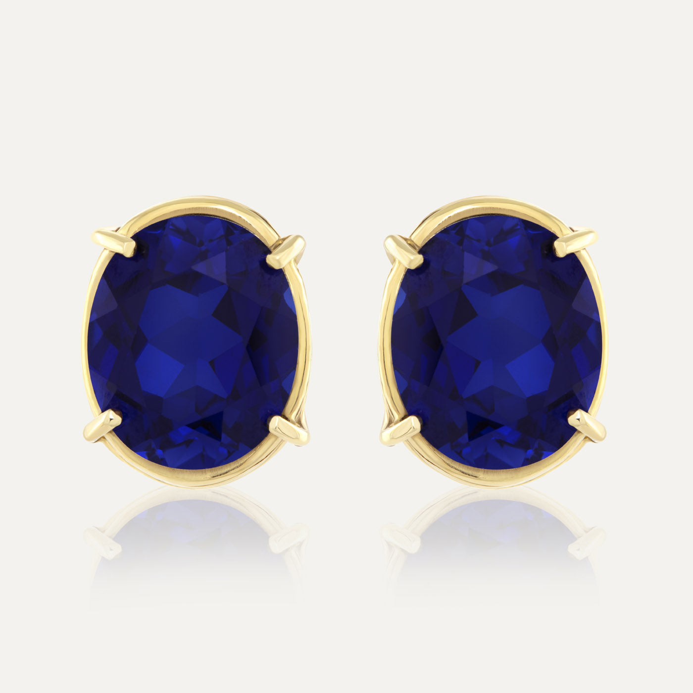 9ct Gold Oval Sapphire Gemstone Earrings