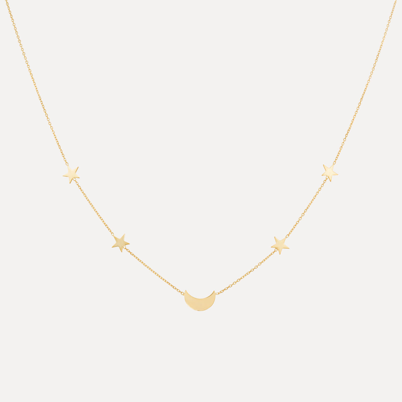 9ct Yellow Gold Moon & Star Necklace