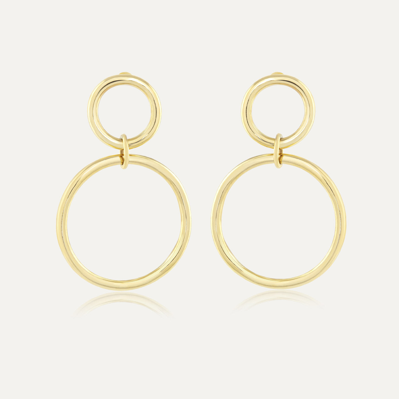 9ct Gold Double Circ Drop Earrings