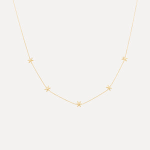 9ct Yellow Gold Five Star Necklace