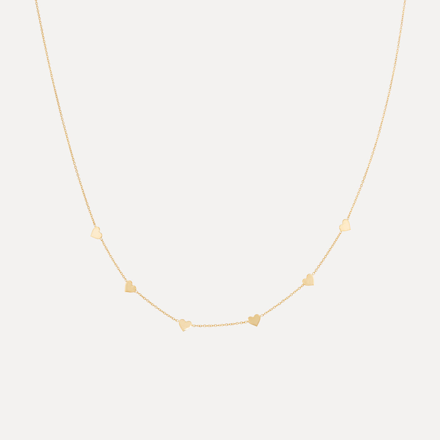 9ct Yellow Gold Five Heart Necklace