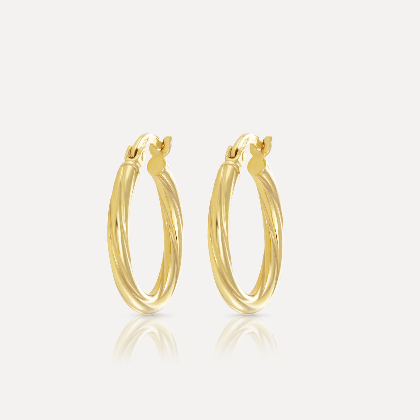 9ct Yellow Gold Ridged Small Hoop Earrings