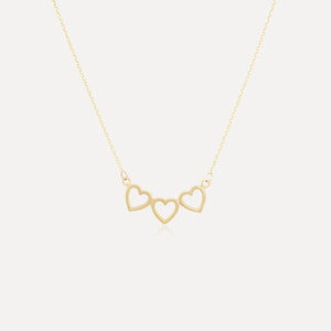 9ct Yellow Gold Triple Open Heart Necklace