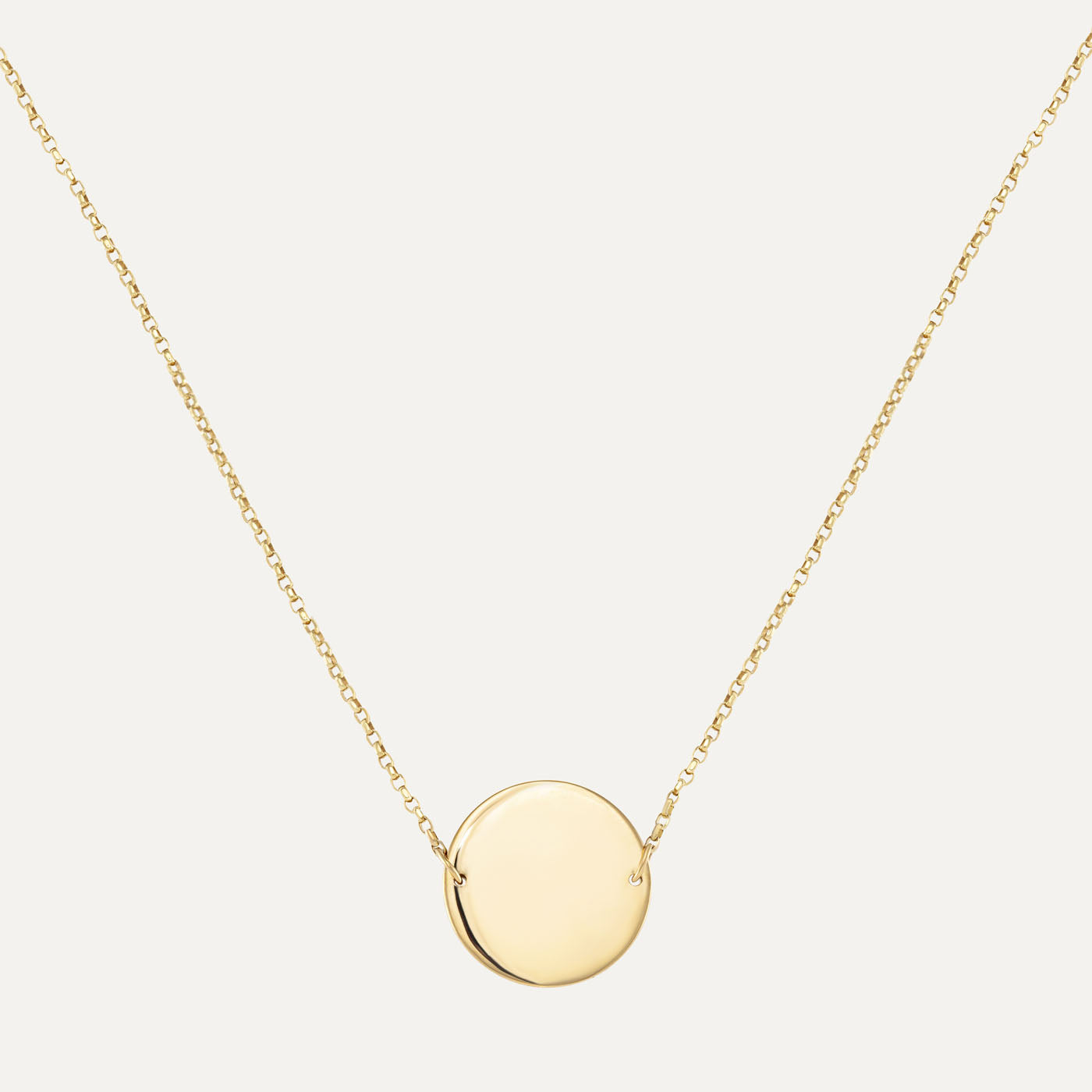 9ct Yellow Gold 15mm Disc Necklace