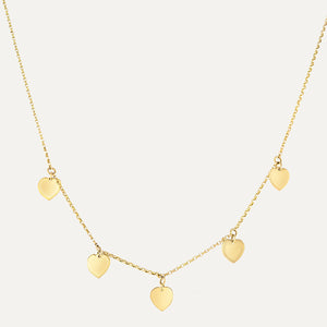 9ct Yellow Gold Five Drop Heart Pendant