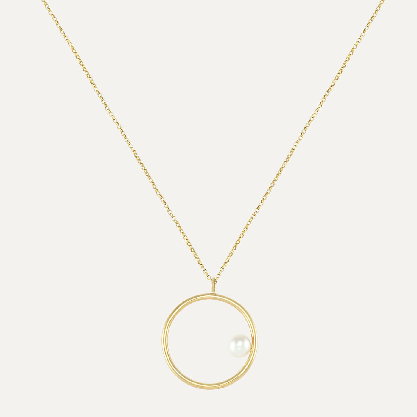 9ct Yellow Gold Open Circ and Pearl Pendant