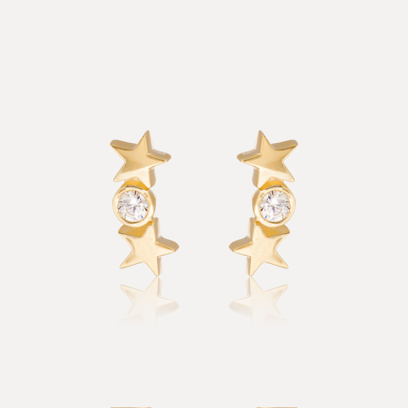 9ct Yellow Gold Star & Cubic Zirconia Earrings