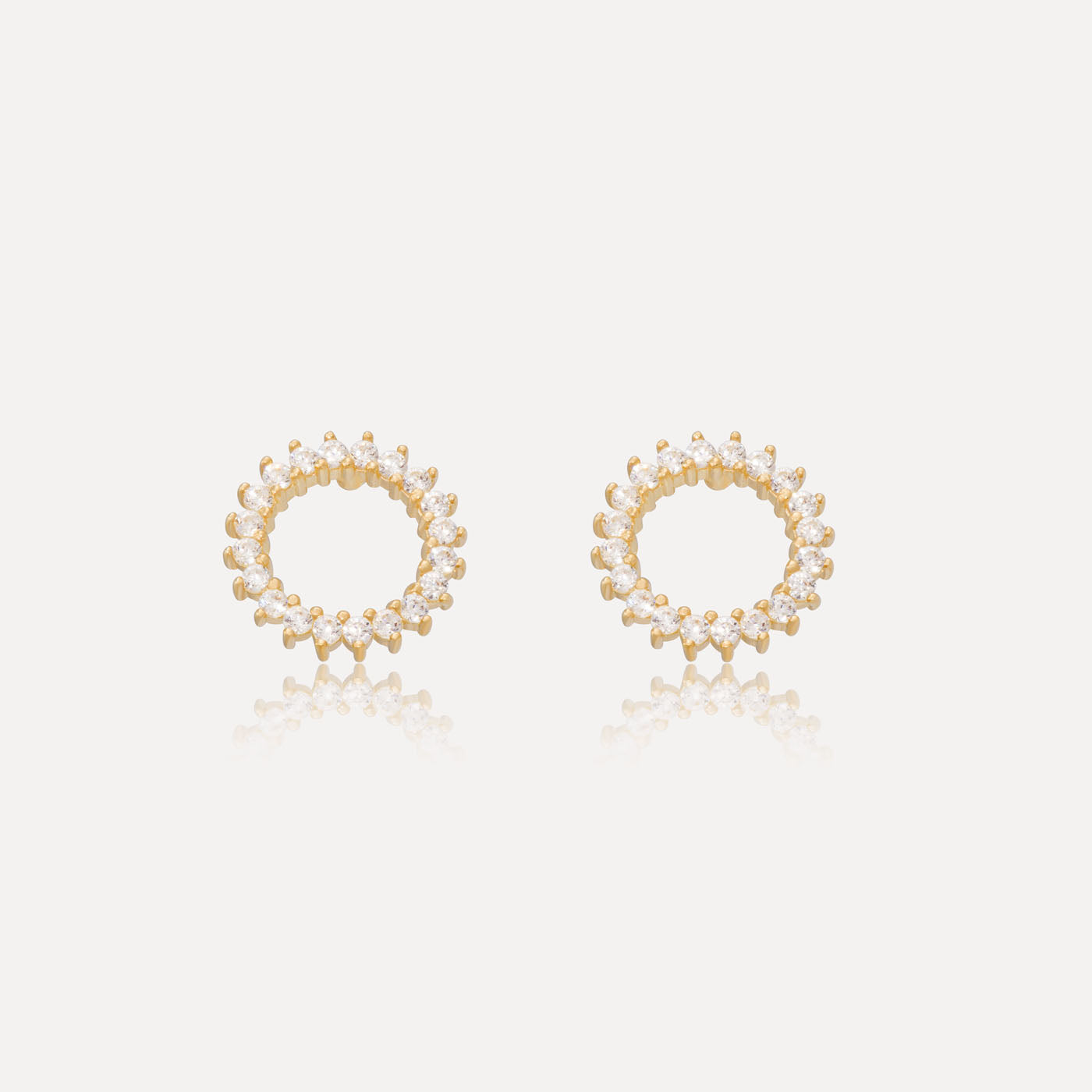 9ct Yellow Gold Cubic Zirconia Open Circ Earrings
