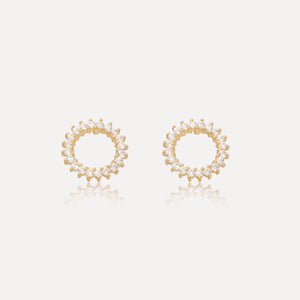 9ct Yellow Gold Cubic Zirconia Open Circ Earrings