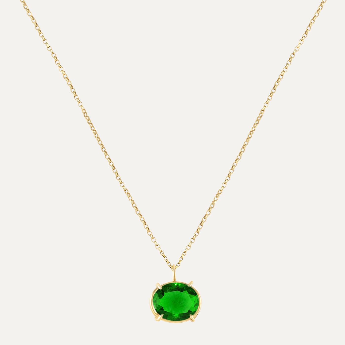 9ct Yellow Gold Mini Emerald Gemstone Pendant