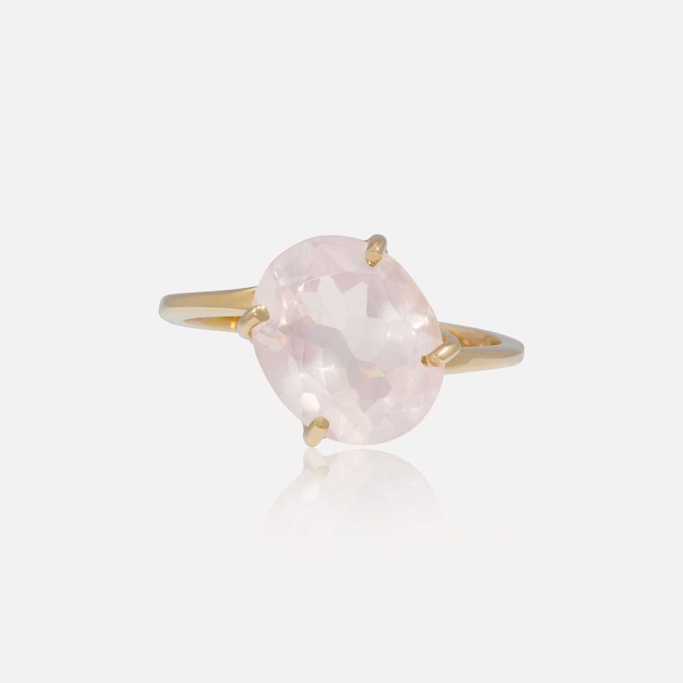 9ct Yellow Gold Pink Beryl Twist Oval Gemstone Ring