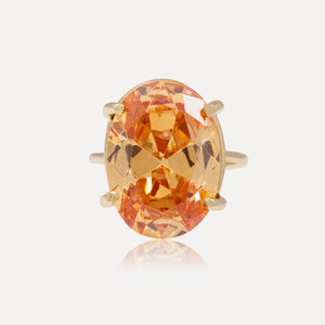 9ct Yellow Gold Champagne Oval Gemstone Ring