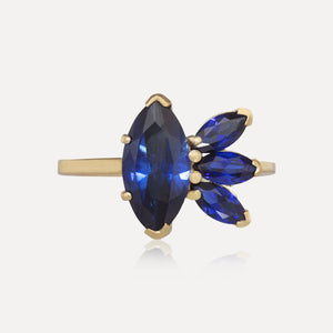 9ct Yellow Gold Sapphire Marquise Dress Ring