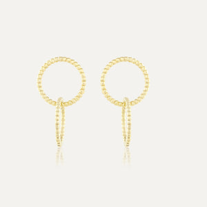 9ct Yellow Gold Bead Ball Loop Earrings
