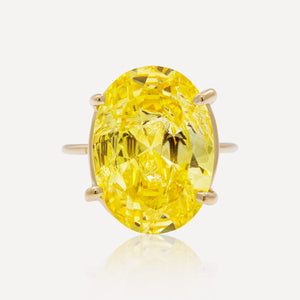 9ct Yellow Gold Yellow Beryl Oval Dress Ring