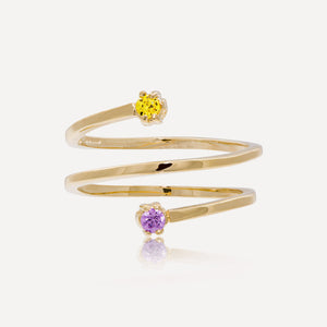 9ct Yellow Gold Citrine & Amethyst Double Twist Ring