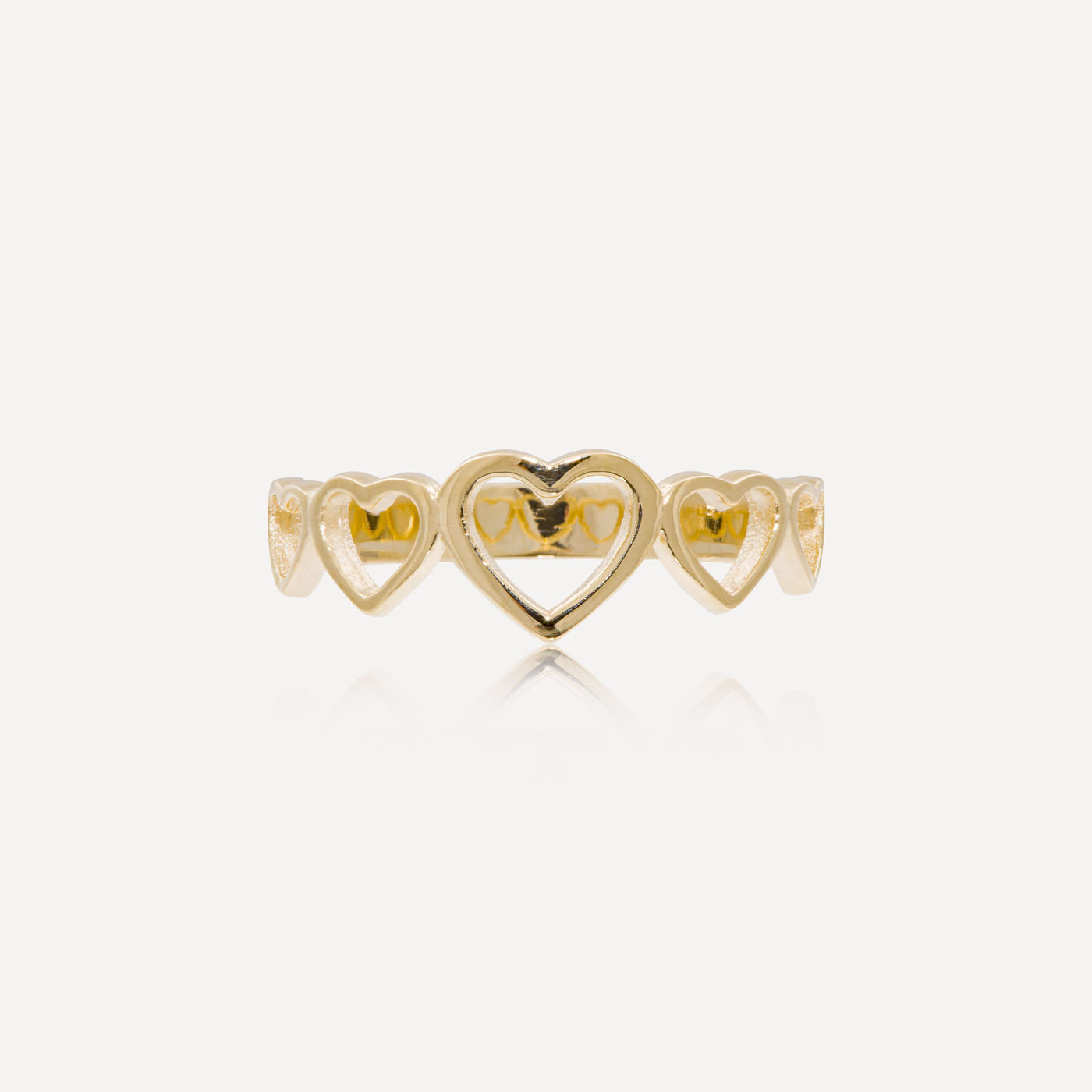 9ct Yellow Gold Graduated Heart Ring