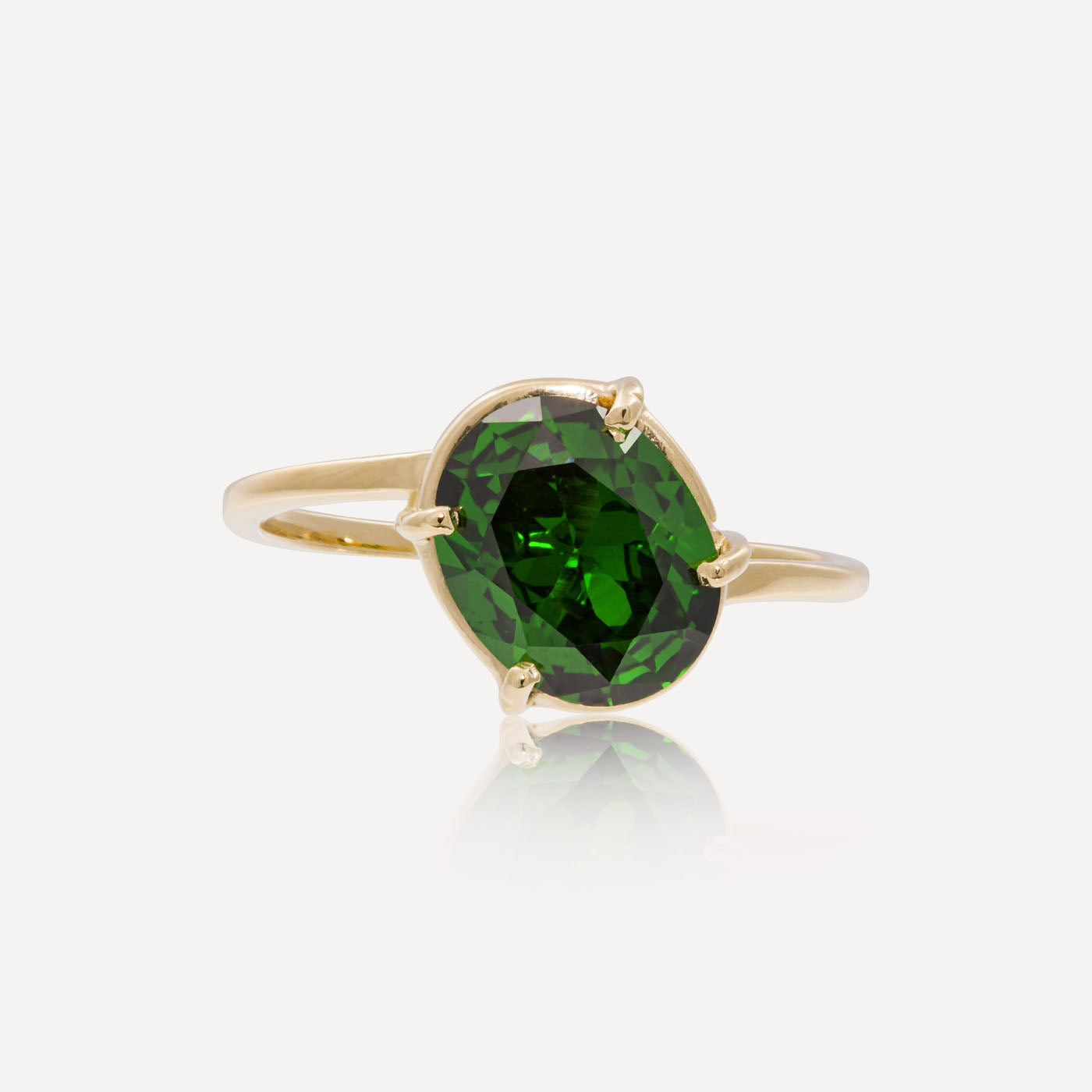 9ct Yellow Gold Emerald Oval Twist Dress Ring