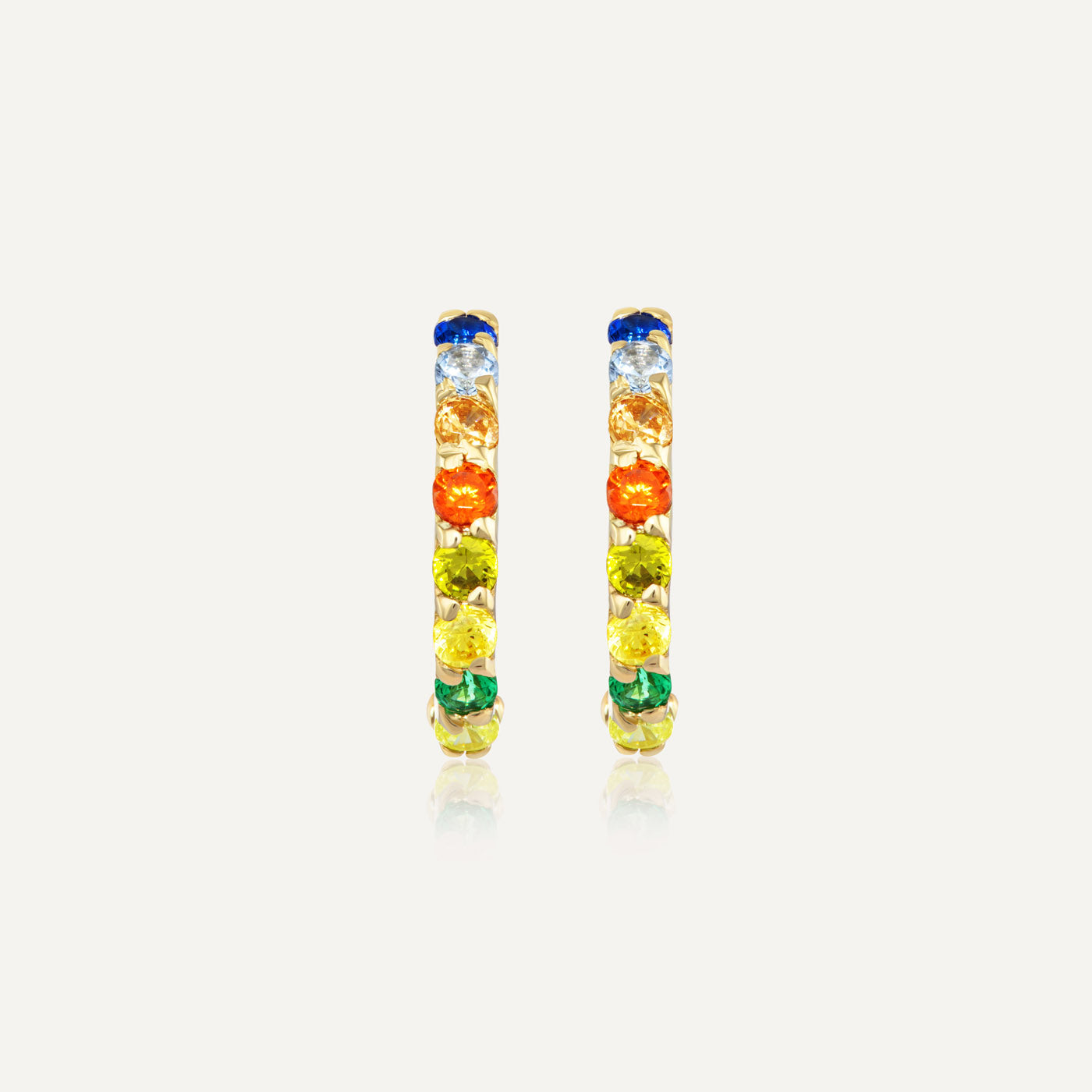 9ct Yellow Gold Huggie Rainbow Earrings